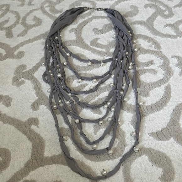 Boho grey necklace pearl - Picture 1 of 2